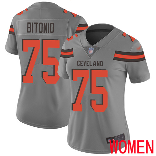 Cleveland Browns Joel Bitonio Women Gray Limited Jersey #75 NFL Football Inverted Legend